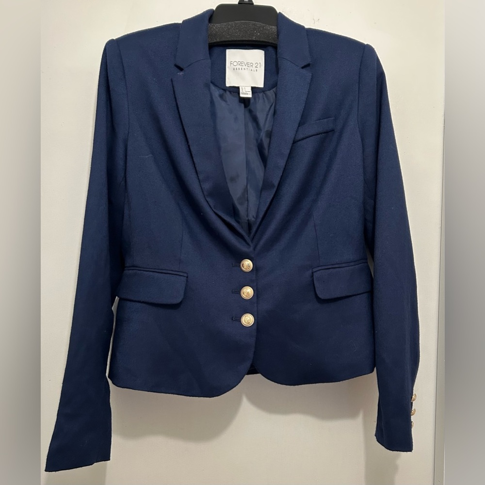 Forever 21 Classic Navy Blazer with Gold Buttons